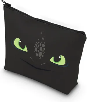 VAMSII Night Fury Eyes Gift Dragon Movie Gift Black Dragon Gift Zipper Pouch Makeup Bag (Black Dragon)