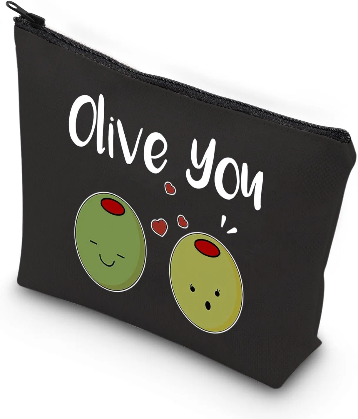 VAMSII Olive You Makeup Bag Funny Olive Gift I Love You Gifts Olive Lovers Gifts Anniversary Romantic Gifts Olive Pun Gifts (BLK-Olive you)