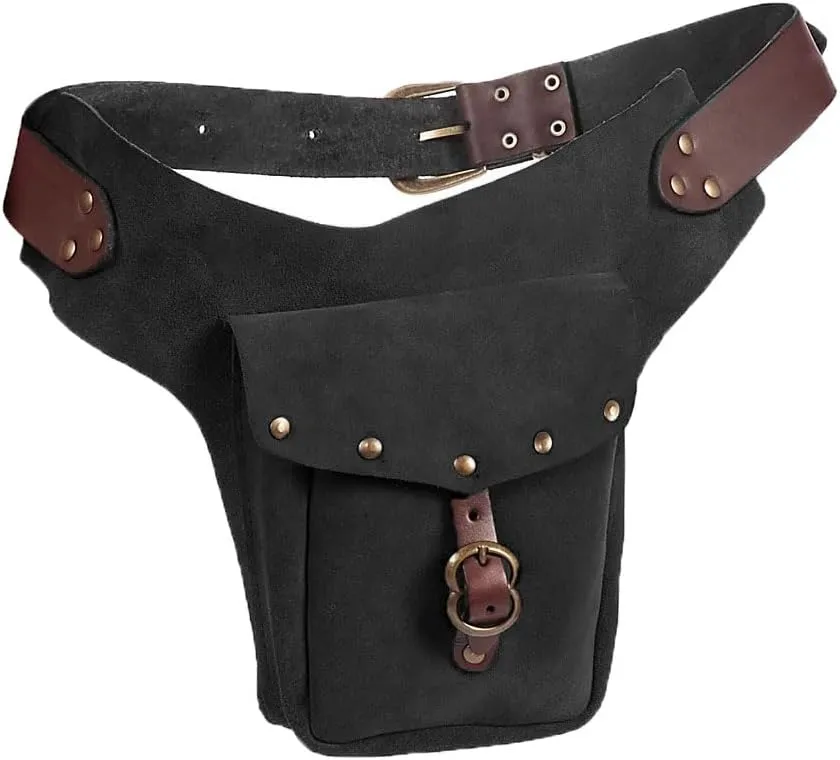 Viking Waist Bag Medieval Retro PU Leather Belt Pouch Renaissance Adjustable Hip Bag for Cosplay Accessories