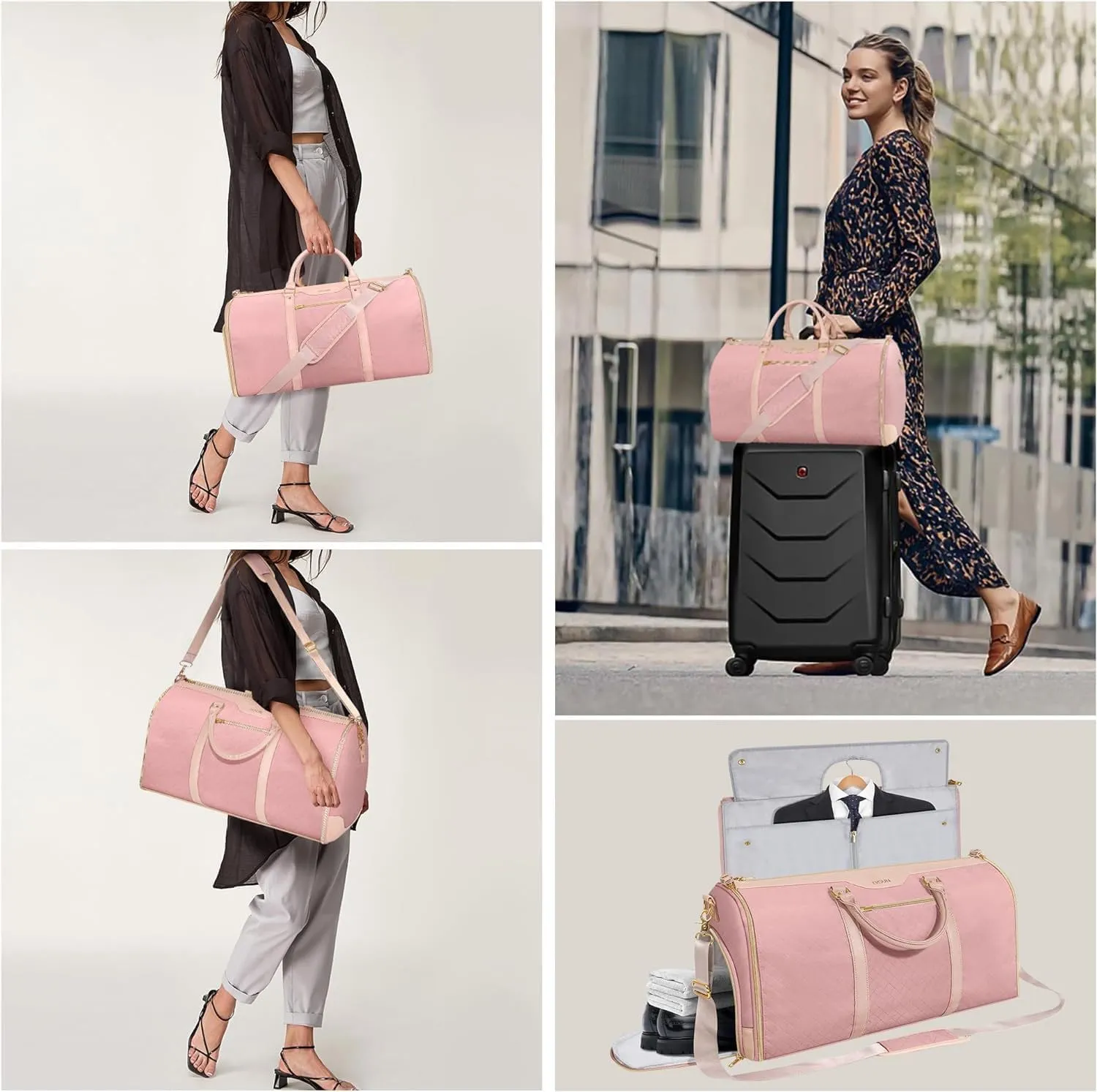 Viralhuntz Travel Bag (45L Capacity), Viralhuntz Large Capacity Multifunctional Storage Bags, Foldie Travel Bag Expandable, Unisex (Pink)