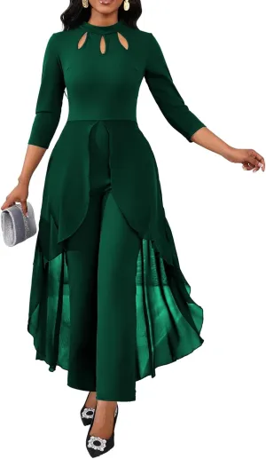 VisiChenup Jumpsuits for Women Dressy Sexy Long Sleeve Casual Long Pants Clubwear Evening Party Jumpsuit