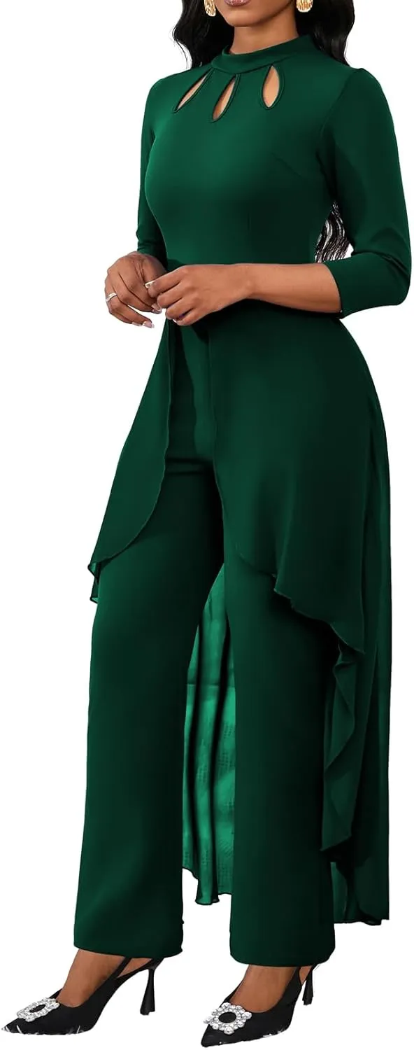 VisiChenup Jumpsuits for Women Dressy Sexy Long Sleeve Casual Long Pants Clubwear Evening Party Jumpsuit