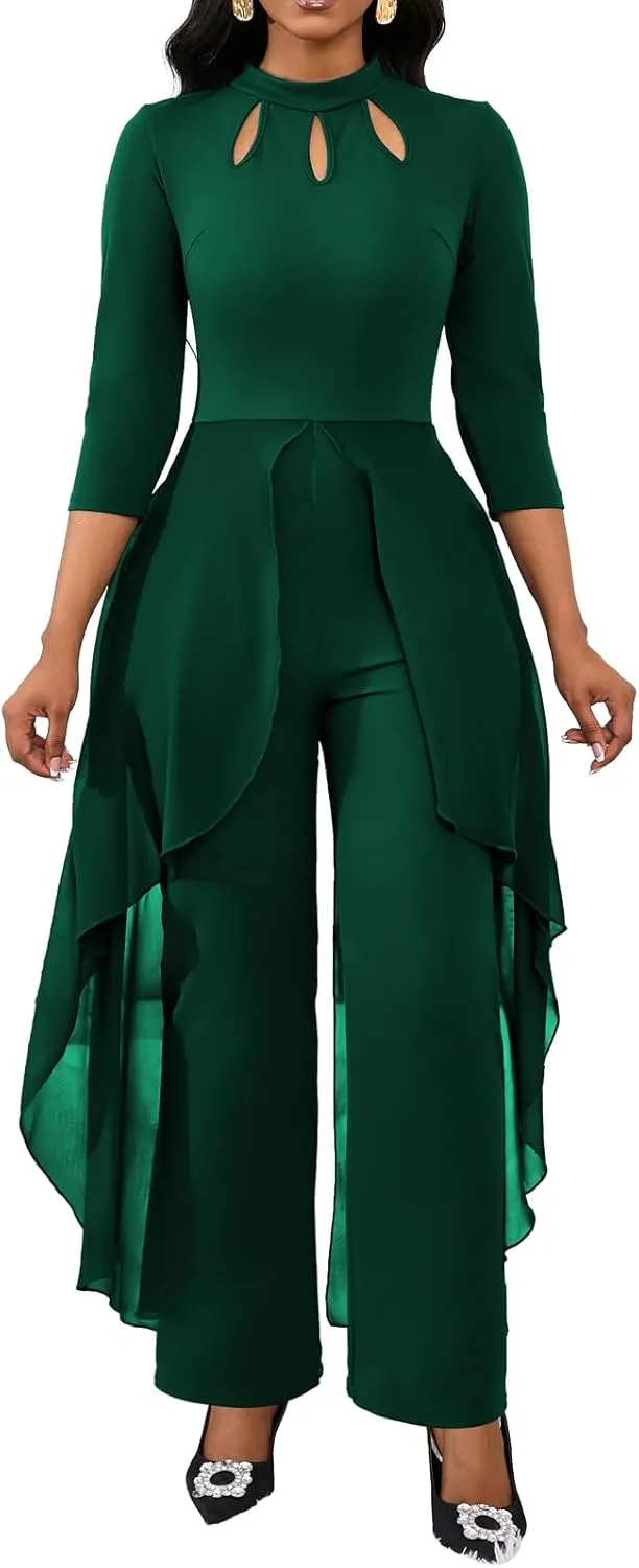 VisiChenup Jumpsuits for Women Dressy Sexy Long Sleeve Casual Long Pants Clubwear Evening Party Jumpsuit