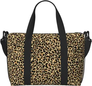 VOSERY Laptop Tote Bag for Women Work - Leopard Print Gym Bag for Women Men, Personal Item Crossbody Travel Bags for Women Men Carry On, Overnight Weekender Bags for Women Travel