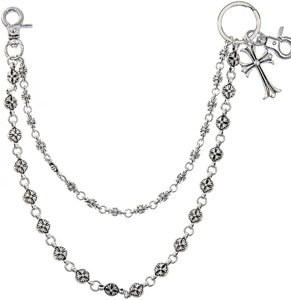 Wallet Chain Pants ChainCross Keychain Hip Hop Punk Jeans Chain Goth Accessories for Women Men Clothing