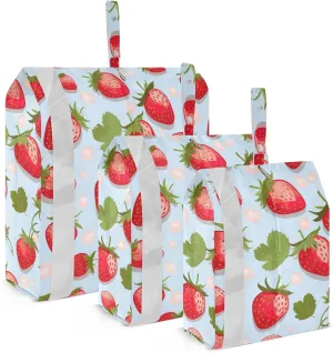 Watercolor Strawberries Dots Packing Cubes for Travel 3 Set Compression Packing Cube Luggage Accessories for Suitcases