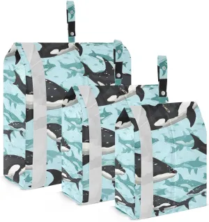 Watercolor Whales Blue Packing Cubes for Travel 3 Set Packing Cubes Large Luggage Accessories for Organization