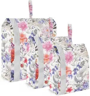 Watercolor Wildflower Flowers White Packing Cubes for Travel 3 Set Compression Cubes Luggage Accessories for Organization
