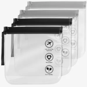 WD&CD 4Pcs Airport Security Liquids Bags, Clear Travel Toiletry Bag 20 x 20cm TSA Airport Approved Makeup Bags