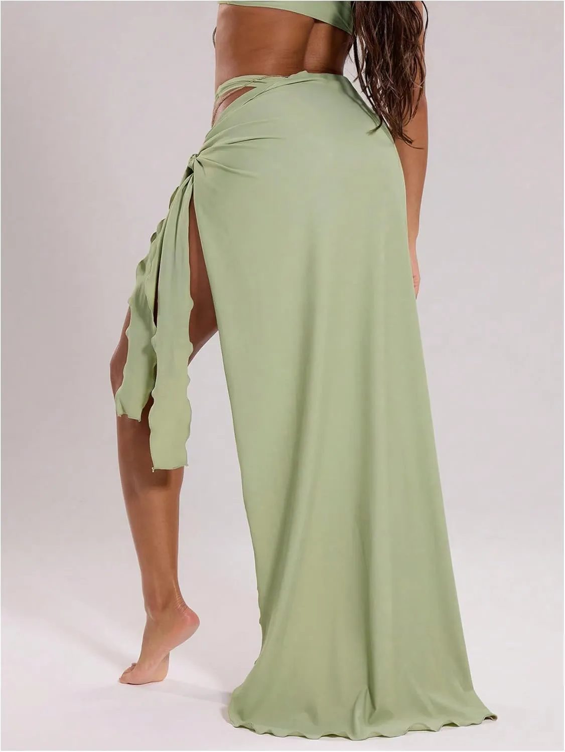 WDIRARA Women's Sarong Wraps Tie Side Maxi Cover Up Skirt Beach Swimwear