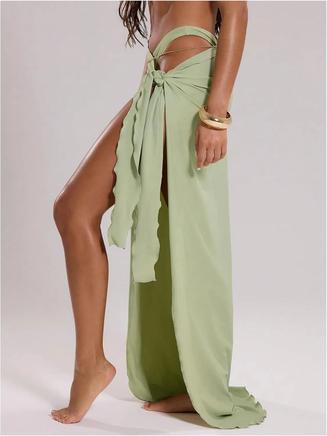 WDIRARA Women's Sarong Wraps Tie Side Maxi Cover Up Skirt Beach Swimwear