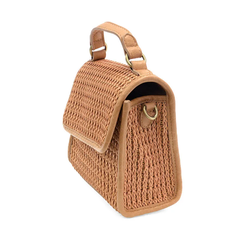 White Freya Top Handle Flap Crossbody Braided Bag