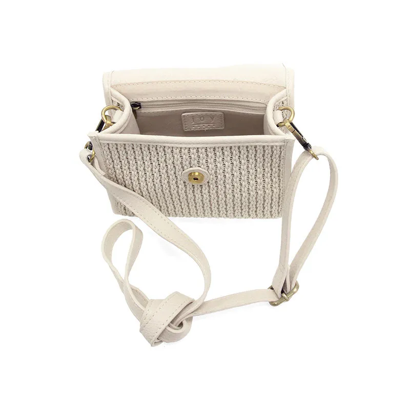 White Freya Top Handle Flap Crossbody Braided Bag