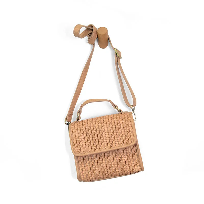 White Freya Top Handle Flap Crossbody Braided Bag