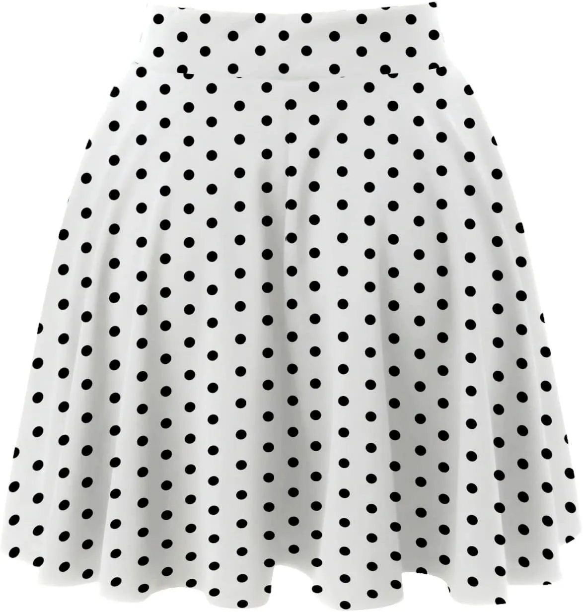 Women Going Out Skirts Womens A Line Midi Skirt Flared High Waist Skirts Polka Dot Pleated Ruffle Hem Vintage