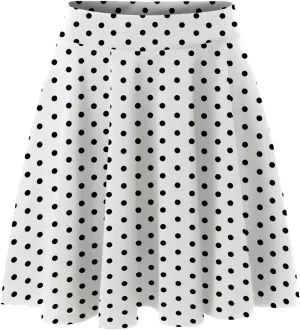 Women Going Out Skirts Womens A Line Midi Skirt Flared High Waist Skirts Polka Dot Pleated Ruffle Hem Vintage