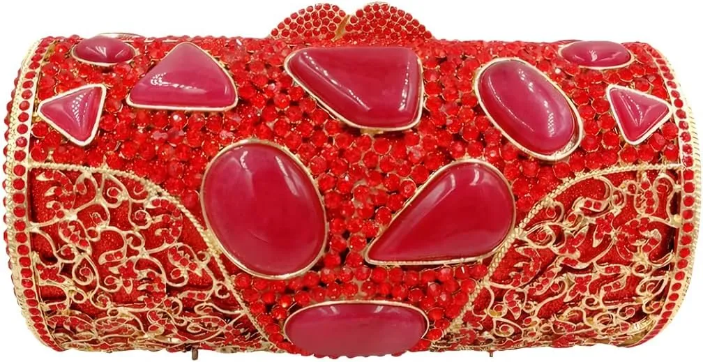 Women Rhinestone Fancy Purse Crystal Evening Bag with Removable Chain Clutch Purse for Homecoming Accessories Prom