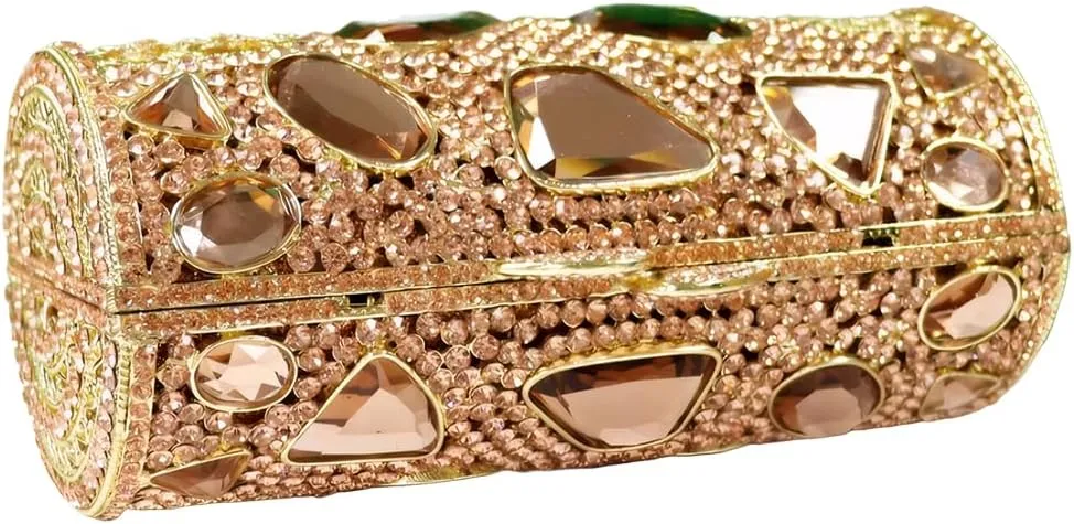 Women Rhinestone Fancy Purse Crystal Evening Bag with Removable Chain Clutch Purse for Homecoming Accessories Prom