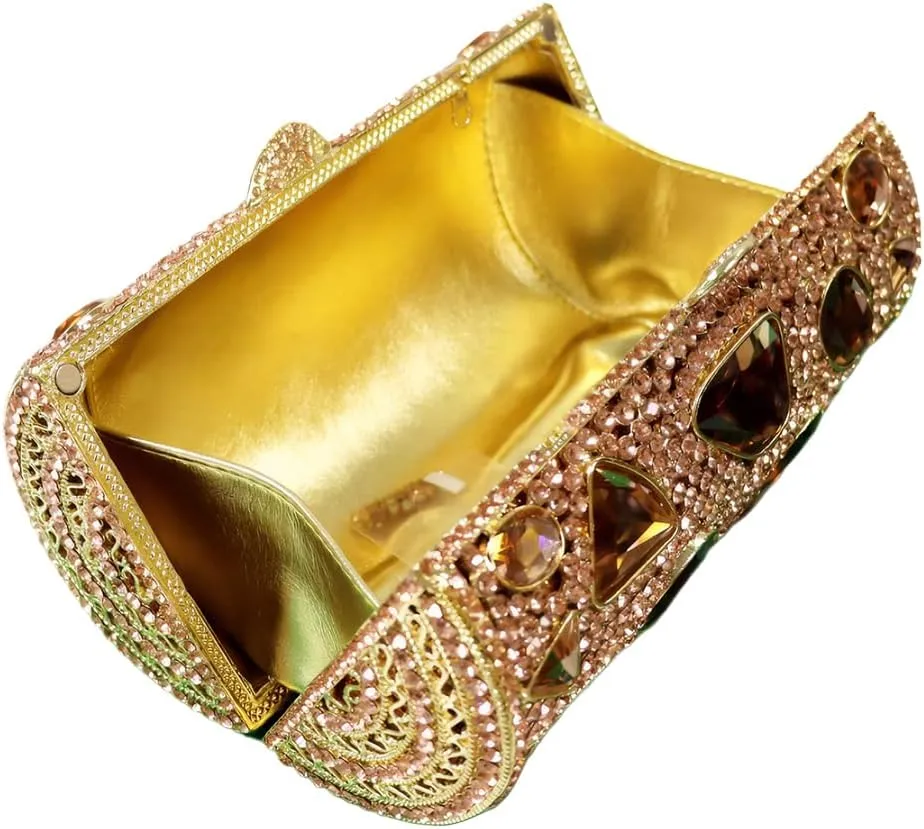 Women Rhinestone Fancy Purse Crystal Evening Bag with Removable Chain Clutch Purse for Homecoming Accessories Prom