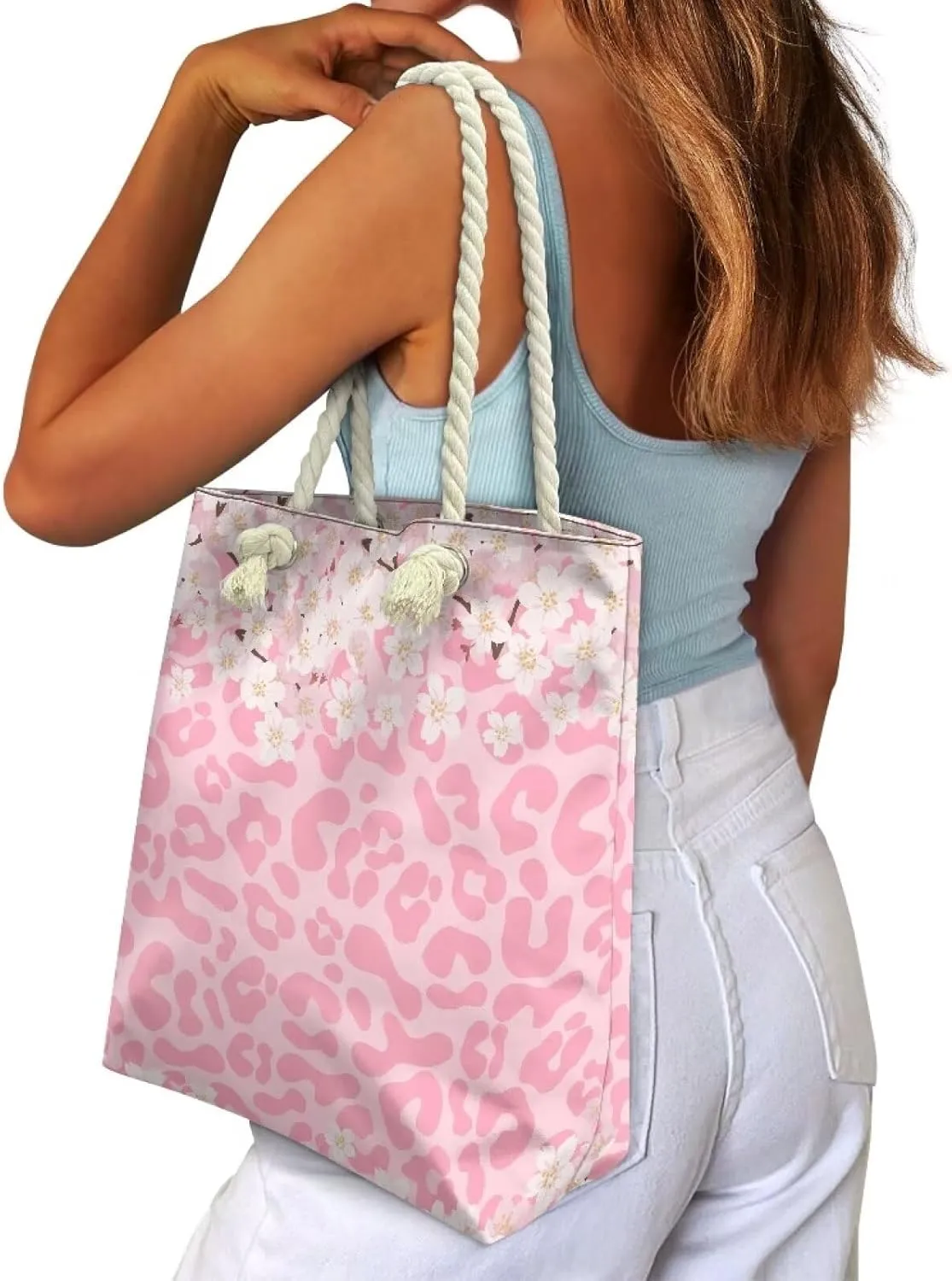 Women Tote Bags, Large Beach Bag with Zipper Beach Tote Bags Handbag Weekender Bags for Travel Vacation