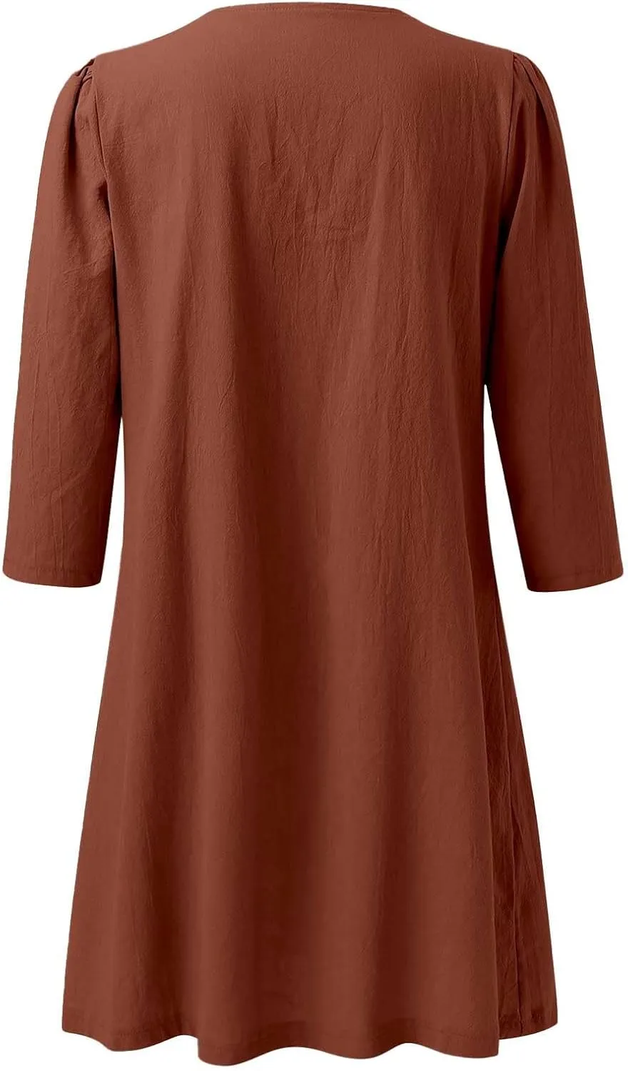 Womens Cotton Linen Midi Dress Summer Solid Color Short Sleeve V-Neck T-Shirt Dresses Plus Size Flowy Beach Dress