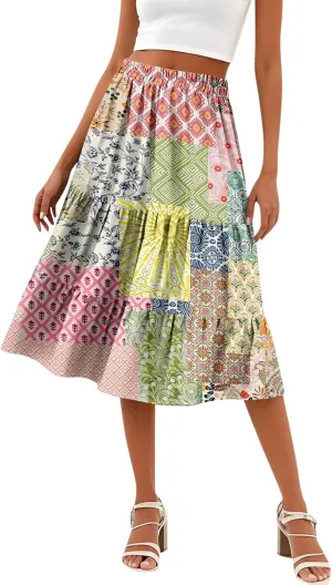 Women's Going Out Casual Elegant High Waist Drawstring A-line Boho Holiday Swing Skirt with Pockets