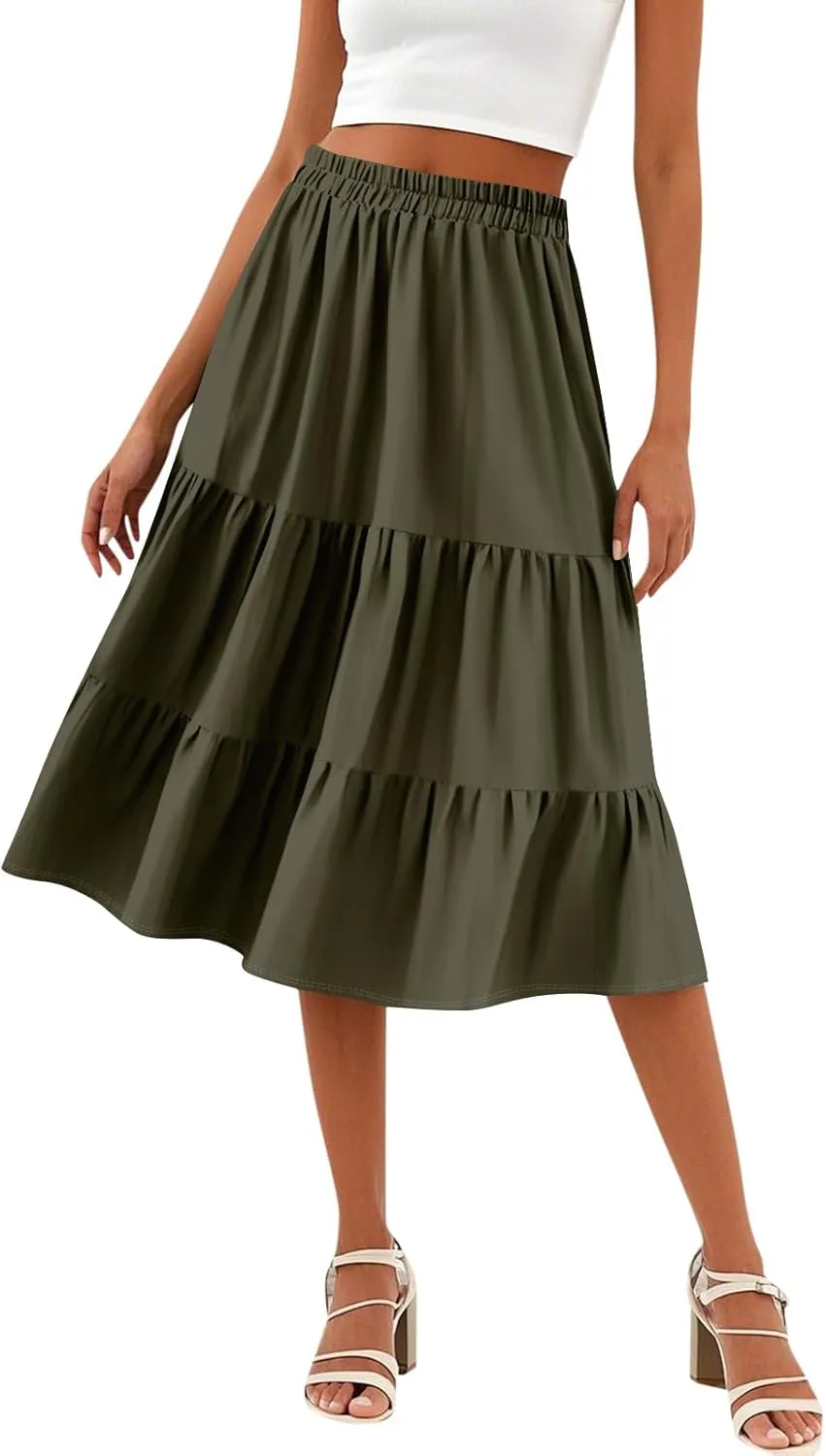 Women's Going Out Casual Elegant High Waist Drawstring A-line Boho Holiday Swing Skirt with Pockets