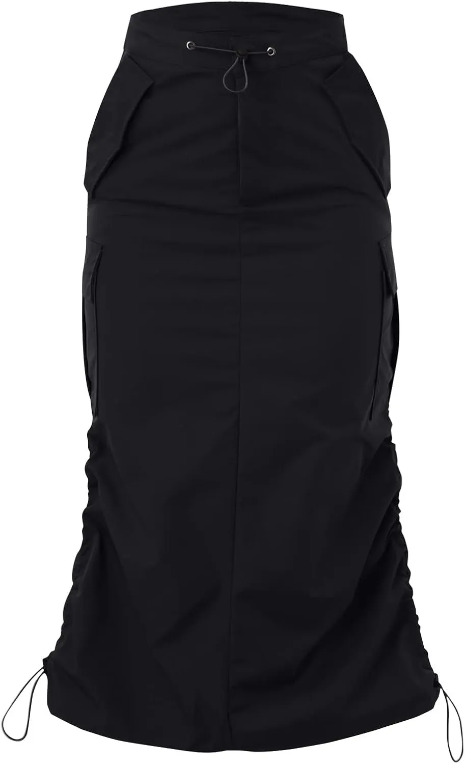 Womens High Waist Skirt Women's Loose Casual Quick Drying Pleated Drawcord Work Suit Split Skirt Midi Skirt