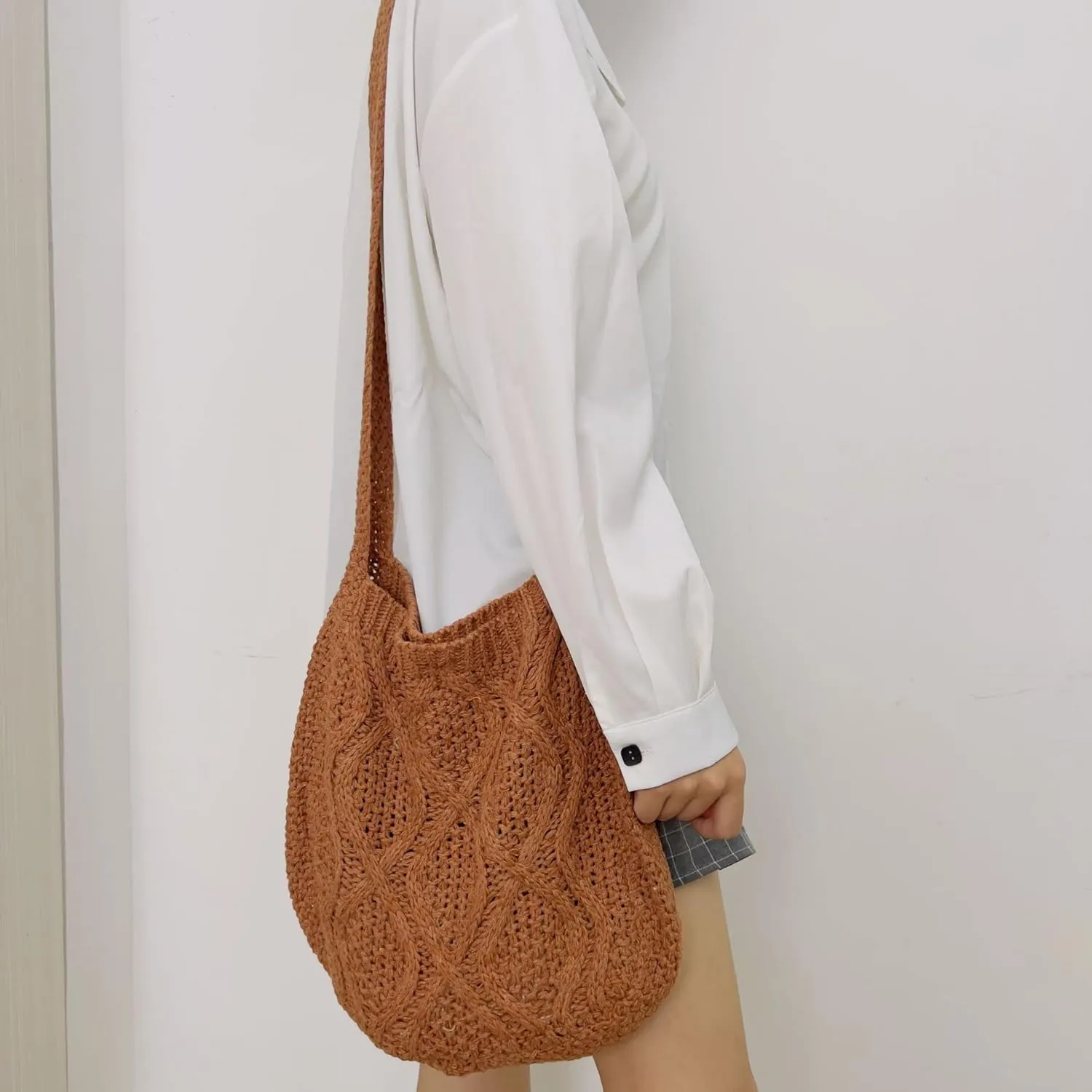 Women's Shoulder Handbags Y2K Fairy Grunge Crochet Tote Bag Aesthetic Hippie Crossbody Bag Alt Purse Accessories