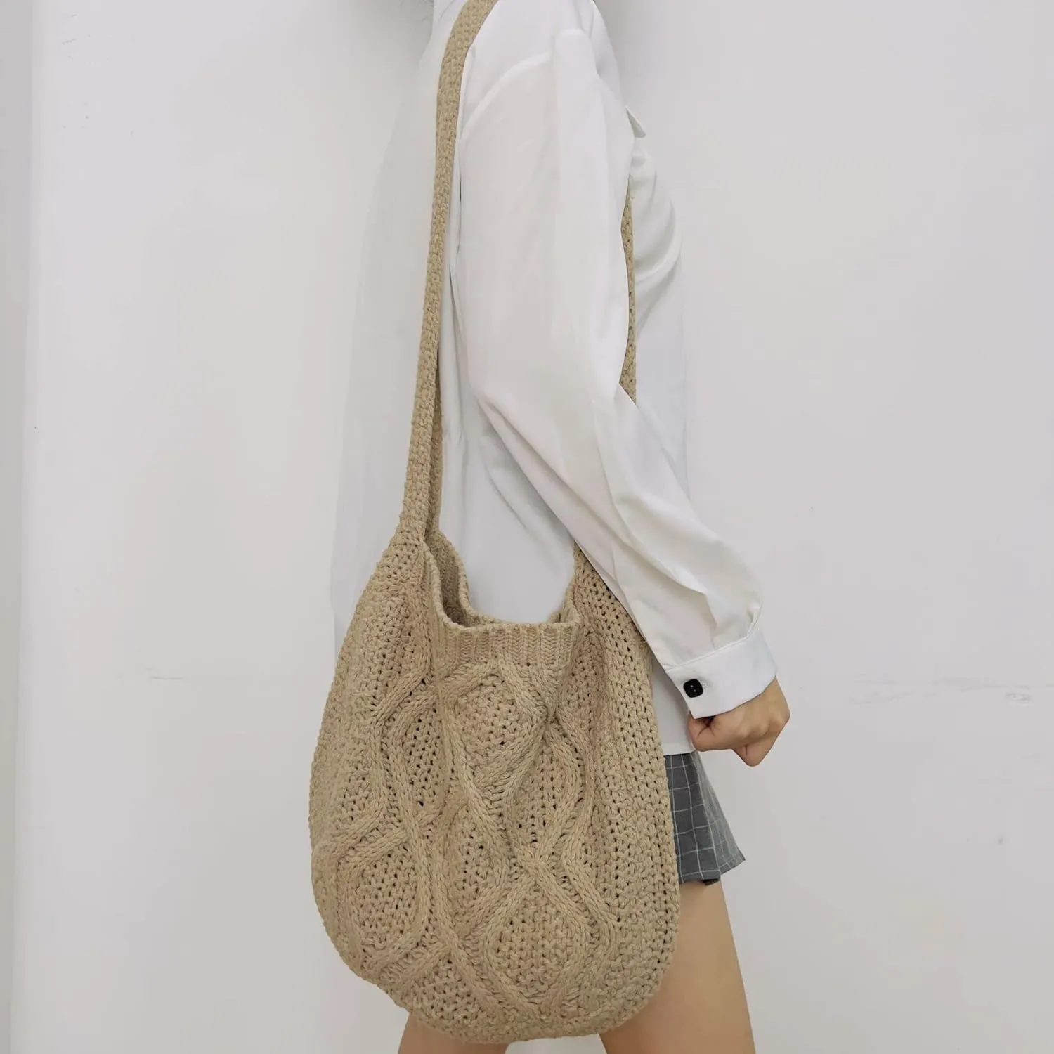 Women's Shoulder Handbags Y2K Fairy Grunge Crochet Tote Bag Aesthetic Hippie Crossbody Bag Alt Purse Accessories