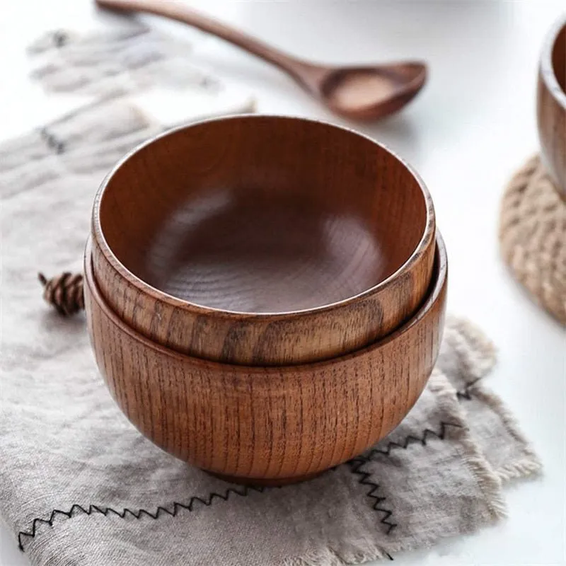 Wooden Bowl - Japanese Style Wood Rice Soup Salad