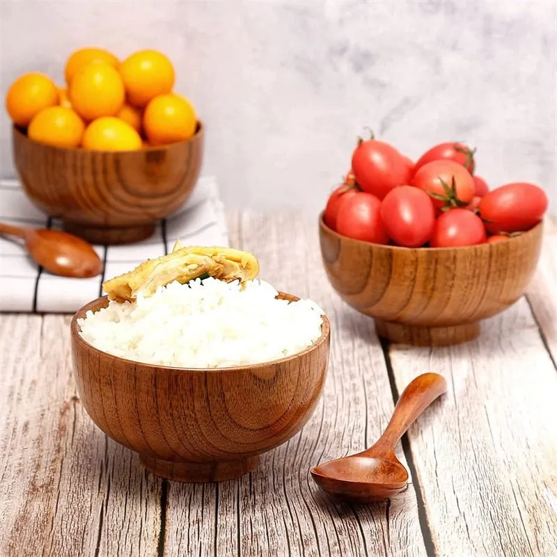 Wooden Bowl - Japanese Style Wood Rice Soup Salad