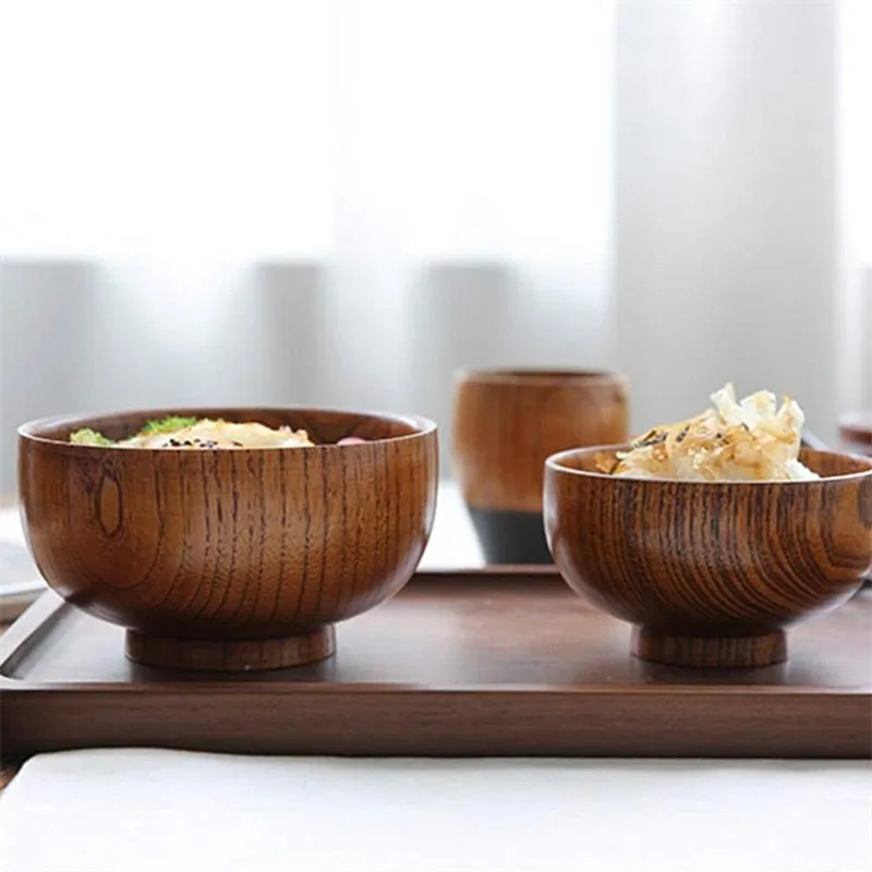 Wooden Bowl - Japanese Style Wood Rice Soup Salad