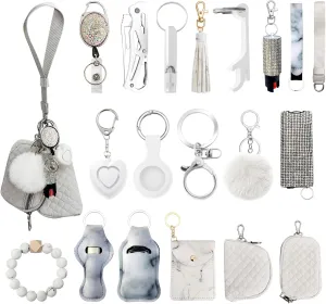 Wristlet Keychain Set with RFID Wallet Card Holder and Bottle Opener, Car Keychain Accessories for Women