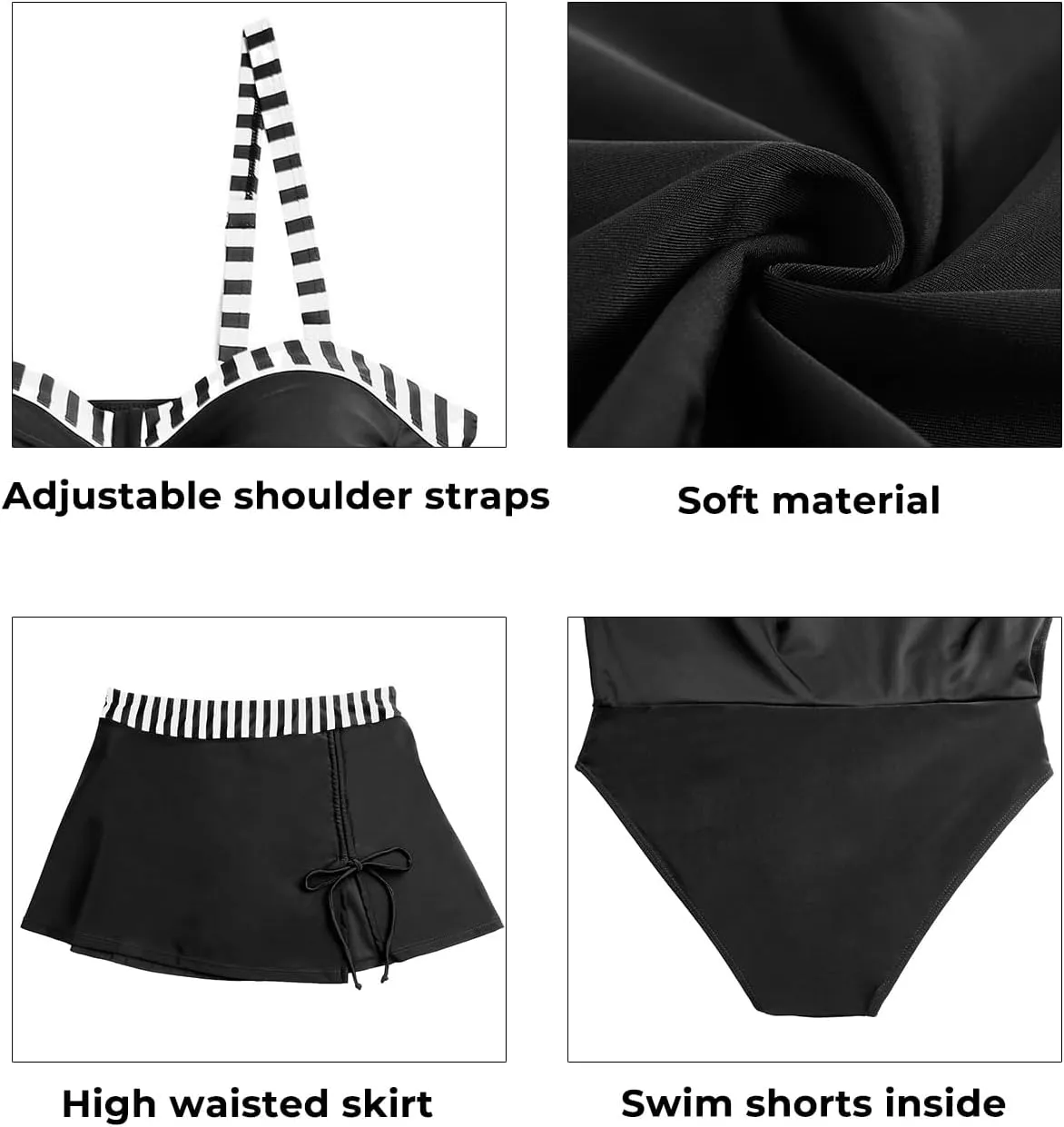 Yonique Womens Underwire Tankini Swimsuits with Skirt Two Piece Bathing Suits Vintage Swimwear XS-XXL