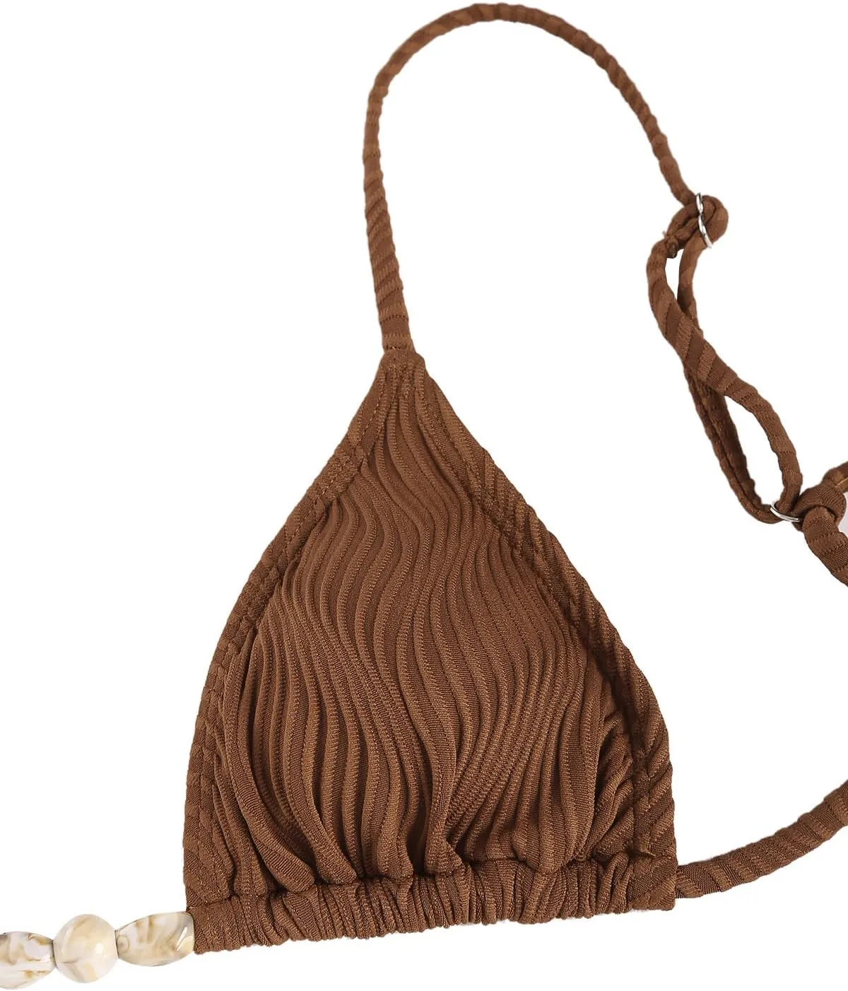 ZAFUL Women Triangle String Two Piece Bikini Fishnet Mesh Tie Shell Decor Tanga 2 Piece Swimsuit